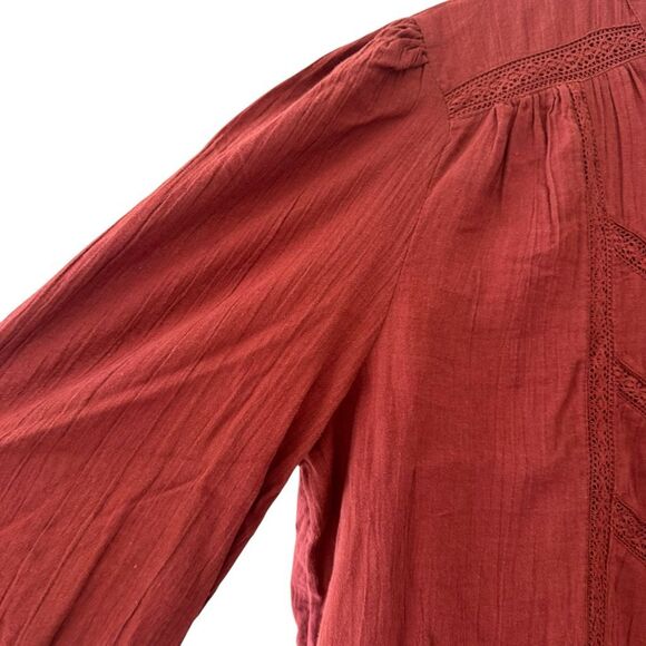 Sundance Long Sleeve Button Up Louisa Peasant Blouse Pleaded Shirt SZ XL #2522 - Picture 6 of 15